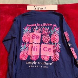 2/$25 Simply Southern Long Sleeve Blue and Pink Tees